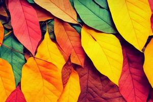 3d illustration of vivid, colorful autumn leaves photo