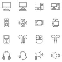 conjunto de iconos de línea de dispositivo electrónico vector