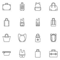 Bag Line Icon Set Vector