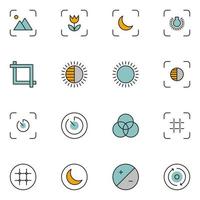 Photography Filled Line Icon Set Vector