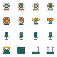 Electronic Device Filled Line Icon Set vector