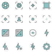 Photography Filled Line Icon Set Vector