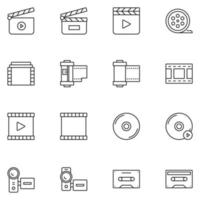 vector de conjunto de iconos de línea de videografía