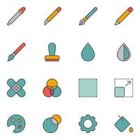 Photo Editing Filled Line Icon Set vector