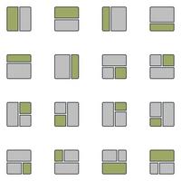 Page Grid Filled Line Icon Set vector