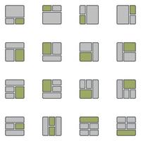 Page Grid Filled Line Icon Set vector