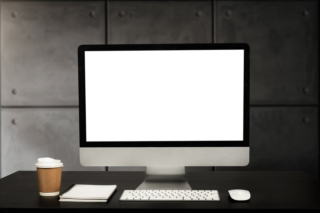 Blank Computer Screen On Desk Stock Photos, Images and Backgrounds for ...