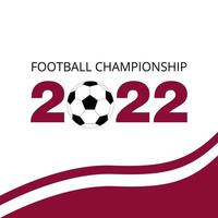 bandera de qatar del campeonato de fútbol 2022. plantilla de fútbol con pelota sobre fondo blanco. ilustración vectorial en estilo plano. vector
