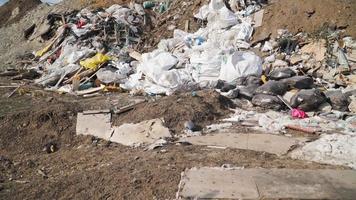 Pollution concept. Garbage pile in trash dump or landfill. Global damage environmental. Construction debris. video