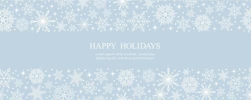 Happy Holidays Vector Flat Abstract Seamless Background Illustration With Snowflakes And Text Space. Horizontally And Vertically Repeatable.