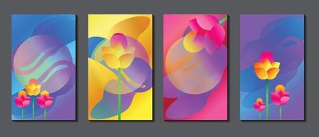 abstract nature flower art banner and card background design vector