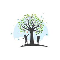 niños árbol logo vector icono diseño ilustración
