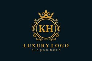 Initial KH Letter Royal Luxury Logo template in vector art for Restaurant, Royalty, Boutique, Cafe, Hotel, Heraldic, Jewelry, Fashion and other vector illustration.