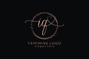 Initial IQ handwriting logo with circle template vector logo of initial wedding, fashion, floral and botanical with creative template.