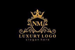 Initial NM Letter Royal Luxury Logo template in vector art for Restaurant, Royalty, Boutique, Cafe, Hotel, Heraldic, Jewelry, Fashion and other vector illustration.