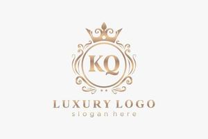 Initial KQ Letter Royal Luxury Logo template in vector art for Restaurant, Royalty, Boutique, Cafe, Hotel, Heraldic, Jewelry, Fashion and other vector illustration.