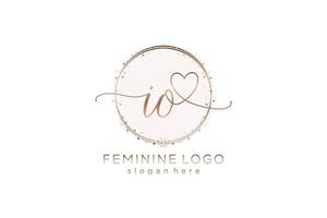 Initial IO handwriting logo with circle template vector logo of initial wedding, fashion, floral and botanical with creative template.