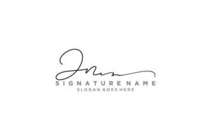 plantilla de logotipo de firma de letra jn inicial diseño elegante logotipo signo símbolo plantilla vector icono