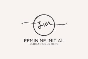 Initial SW handwriting logo with circle template vector logo of initial signature, wedding, fashion, floral and botanical with creative template.