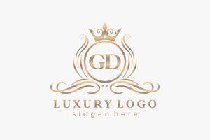 Initial GD Letter Royal Luxury Logo template in vector art for Restaurant, Royalty, Boutique, Cafe, Hotel, Heraldic, Jewelry, Fashion and other vector illustration.