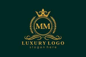 Initial MM Letter Royal Luxury Logo template in vector art for Restaurant, Royalty, Boutique, Cafe, Hotel, Heraldic, Jewelry, Fashion and other vector illustration.