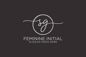 Initial SG handwriting logo with circle template vector logo of initial signature, wedding, fashion, floral and botanical with creative template.