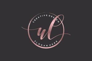 Initial UL handwriting logo with circle template vector signature, wedding, fashion, floral and botanical with creative template.