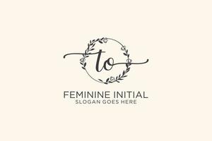 Initial TO beauty monogram and elegant logo design handwriting logo of initial signature, wedding, fashion, floral and botanical with creative template. vector