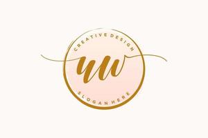 Initial UW handwriting logo with circle template vector signature, wedding, fashion, floral and botanical with creative template.