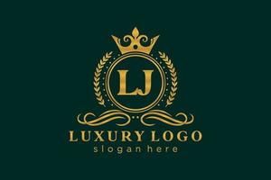 Initial LJ Letter Royal Luxury Logo template in vector art for Restaurant, Royalty, Boutique, Cafe, Hotel, Heraldic, Jewelry, Fashion and other vector illustration.