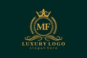 Initial MF Letter Royal Luxury Logo template in vector art for Restaurant, Royalty, Boutique, Cafe, Hotel, Heraldic, Jewelry, Fashion and other vector illustration.