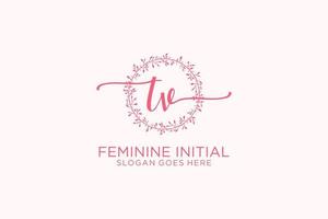 Initial TV beauty monogram and elegant logo design handwriting logo of initial signature, wedding, fashion, floral and botanical with creative template. vector