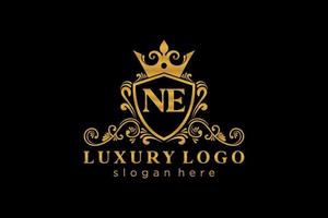 Initial NE Letter Royal Luxury Logo template in vector art for Restaurant, Royalty, Boutique, Cafe, Hotel, Heraldic, Jewelry, Fashion and other vector illustration.