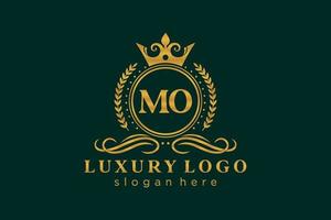 Initial MO Letter Royal Luxury Logo template in vector art for Restaurant, Royalty, Boutique, Cafe, Hotel, Heraldic, Jewelry, Fashion and other vector illustration.