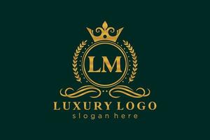 Initial LM Letter Royal Luxury Logo template in vector art for Restaurant, Royalty, Boutique, Cafe, Hotel, Heraldic, Jewelry, Fashion and other vector illustration.