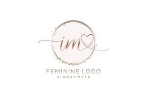 Initial IM handwriting logo with circle template vector logo of initial wedding, fashion, floral and botanical with creative template.