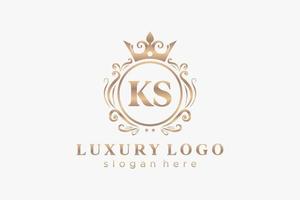 Initial KS Letter Royal Luxury Logo template in vector art for Restaurant, Royalty, Boutique, Cafe, Hotel, Heraldic, Jewelry, Fashion and other vector illustration.