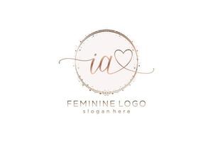 Initial IA handwriting logo with circle template vector logo of initial wedding, fashion, floral and botanical with creative template.