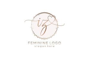 Initial IZ handwriting logo with circle template vector logo of initial wedding, fashion, floral and botanical with creative template.