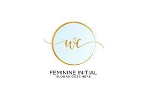 Initial WC handwriting logo with circle template vector signature, wedding, fashion, floral and botanical with creative template.