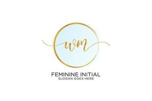 Initial WM handwriting logo with circle template vector signature, wedding, fashion, floral and botanical with creative template.