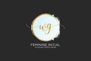 Initial WG handwriting logo with circle template vector signature, wedding, fashion, floral and botanical with creative template.