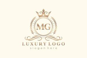 Initial MG Letter Royal Luxury Logo template in vector art for Restaurant, Royalty, Boutique, Cafe, Hotel, Heraldic, Jewelry, Fashion and other vector illustration.