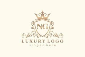 Initial NG Letter Royal Luxury Logo template in vector art for Restaurant, Royalty, Boutique, Cafe, Hotel, Heraldic, Jewelry, Fashion and other vector illustration.