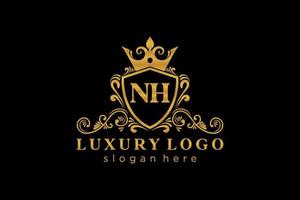 Initial NH Letter Royal Luxury Logo template in vector art for Restaurant, Royalty, Boutique, Cafe, Hotel, Heraldic, Jewelry, Fashion and other vector illustration.