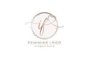 Initial IF handwriting logo with circle template vector logo of initial wedding, fashion, floral and botanical with creative template.