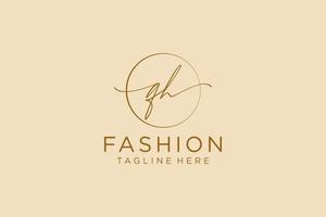 initial QH Feminine logo beauty monogram and elegant logo design, handwriting logo of initial signature, wedding, fashion, floral and botanical with creative template. vector