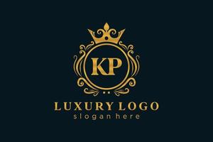 Initial KP Letter Royal Luxury Logo template in vector art for Restaurant, Royalty, Boutique, Cafe, Hotel, Heraldic, Jewelry, Fashion and other vector illustration.