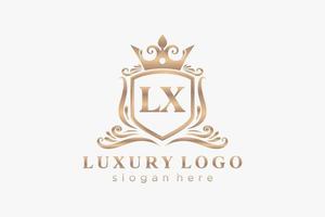 Initial LX Letter Royal Luxury Logo template in vector art for Restaurant, Royalty, Boutique, Cafe, Hotel, Heraldic, Jewelry, Fashion and other vector illustration.