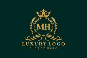 plantilla de logotipo de lujo real de letra mh inicial en arte vectorial para restaurante, realeza, boutique, cafetería, hotel, heráldica, joyería, moda y otras ilustraciones vectoriales. vector